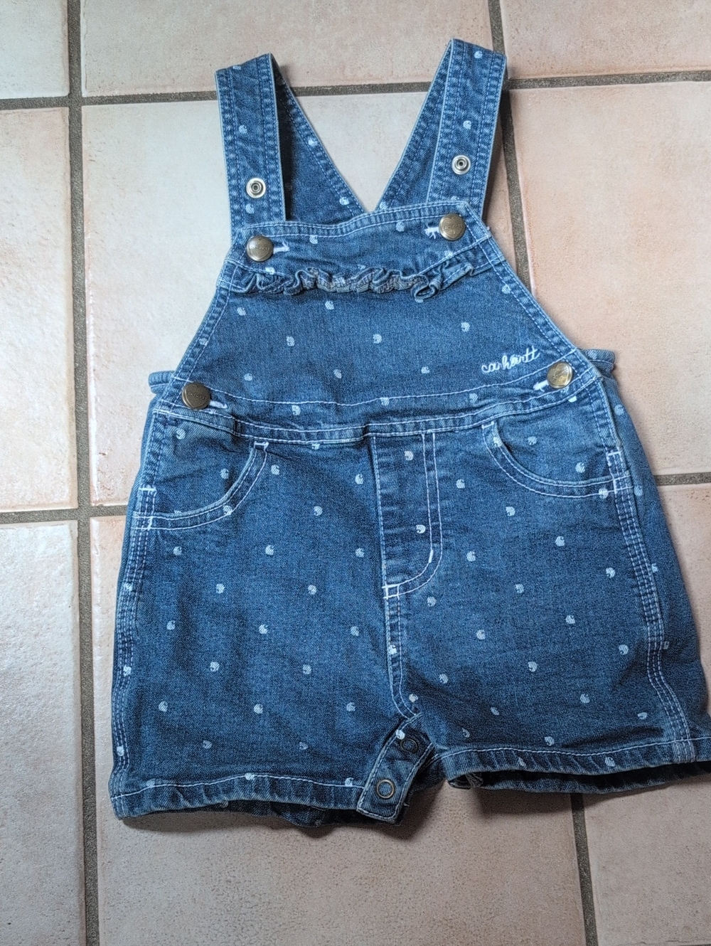 Carhartt Baby Denim Polka Dot Shortalls - Blue